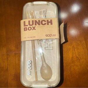 Delicious Lunch Box with Utensils - Clear and Tan